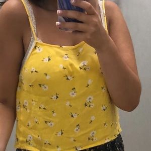 Yellow floral tank top